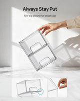 Moonval Clear Storage Drawers, 4-Pack Stackable Acrylic Organizer Bins for Bathroom, Kitchen & Pantry