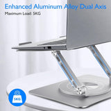Moonval 360° Rotating Laptop Stand, Adjustable Aluminum Ergonomic Desk Stand for Laptops