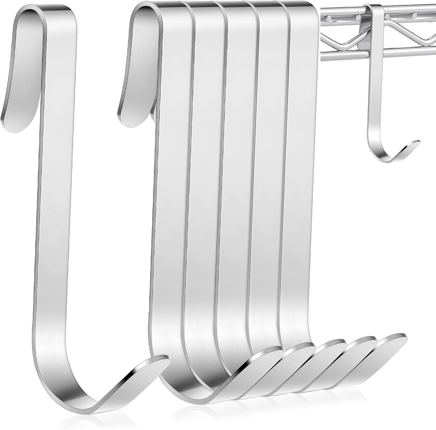 Moonval Wire Shelf J Hooks, Heavy-Duty Metal Hanging Hooks for Closet & Storage Racks