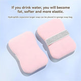 Moonval Bath Sponge Loofah, Dual-Sided Exfoliating Body Scrubber with Soap Pocket & Hand Strap
