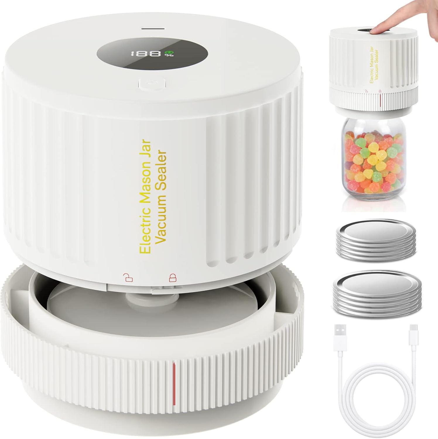 Moonval Electric Mason Jar Vacuum Sealer Kit, Food Saver for Wide & Regular Mouth Mason Jars