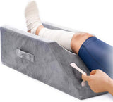 Moonval Leg Elevation Pillow, Memory Foam Leg Support Pillow with Dual Handles, White/Grey