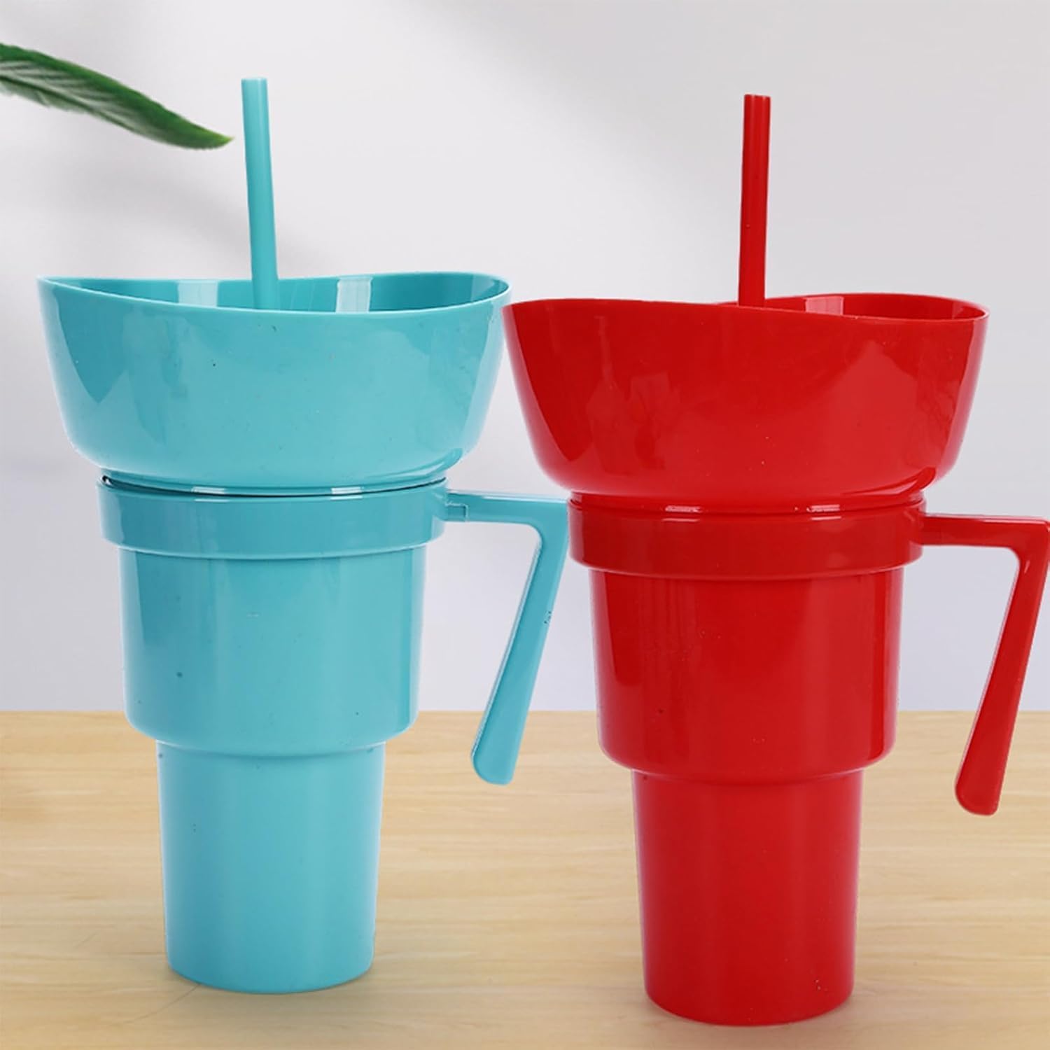 Moonval 2-in-1 Snack & Drink Cup with Snack Bowl, Leakproof Travel Tumbler 900ml