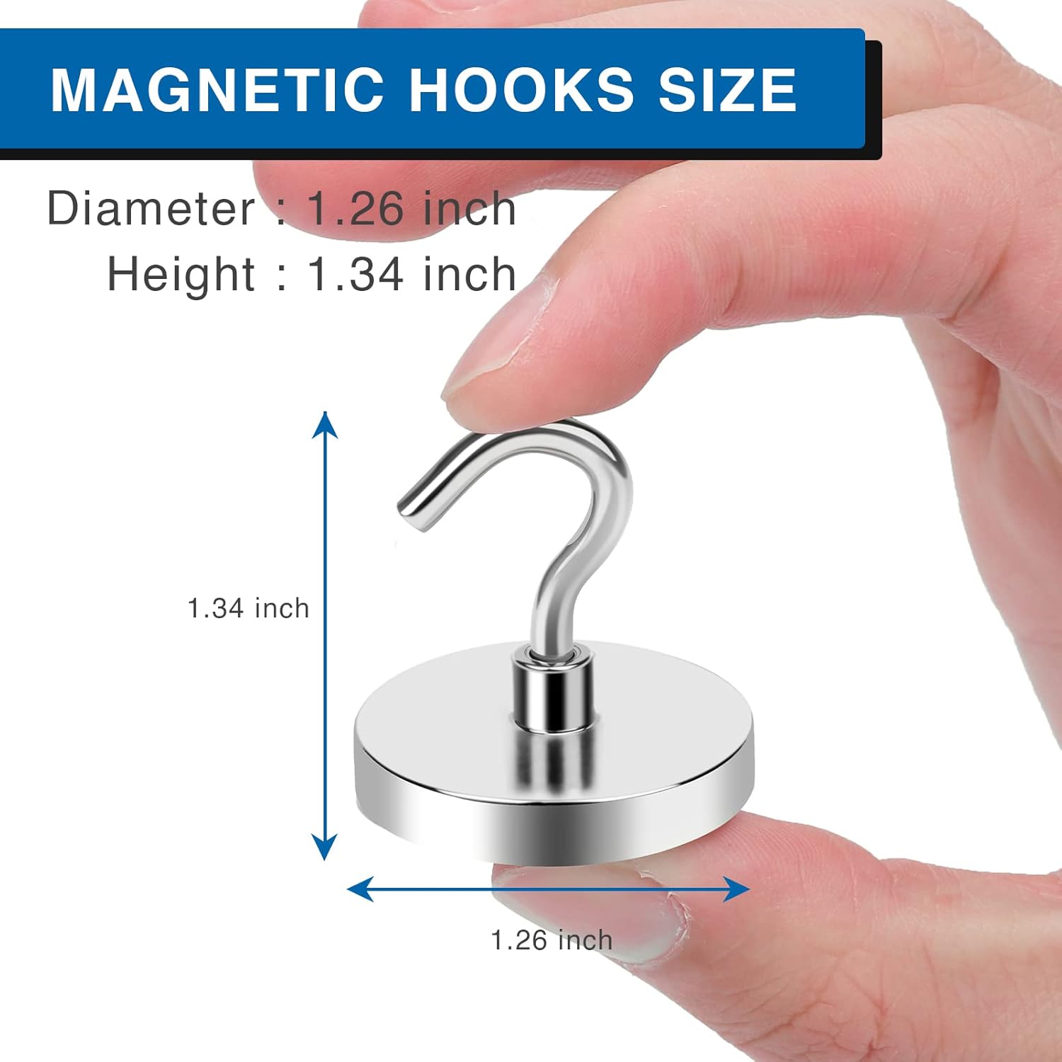 Moonval Steel Magnetic Hooks, Rust-Resistant No-Drill Hangers for Fridge, Set of 4