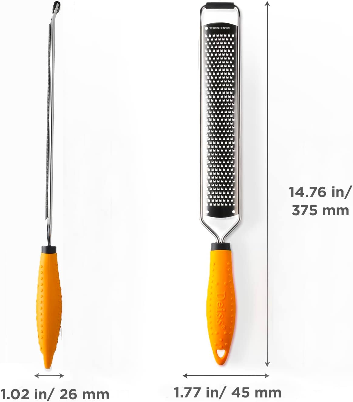 Moonval Lemon Zester & Cheese Grater, Stainless Steel Grater for Citrus, Cheese, Garlic & Vegetables