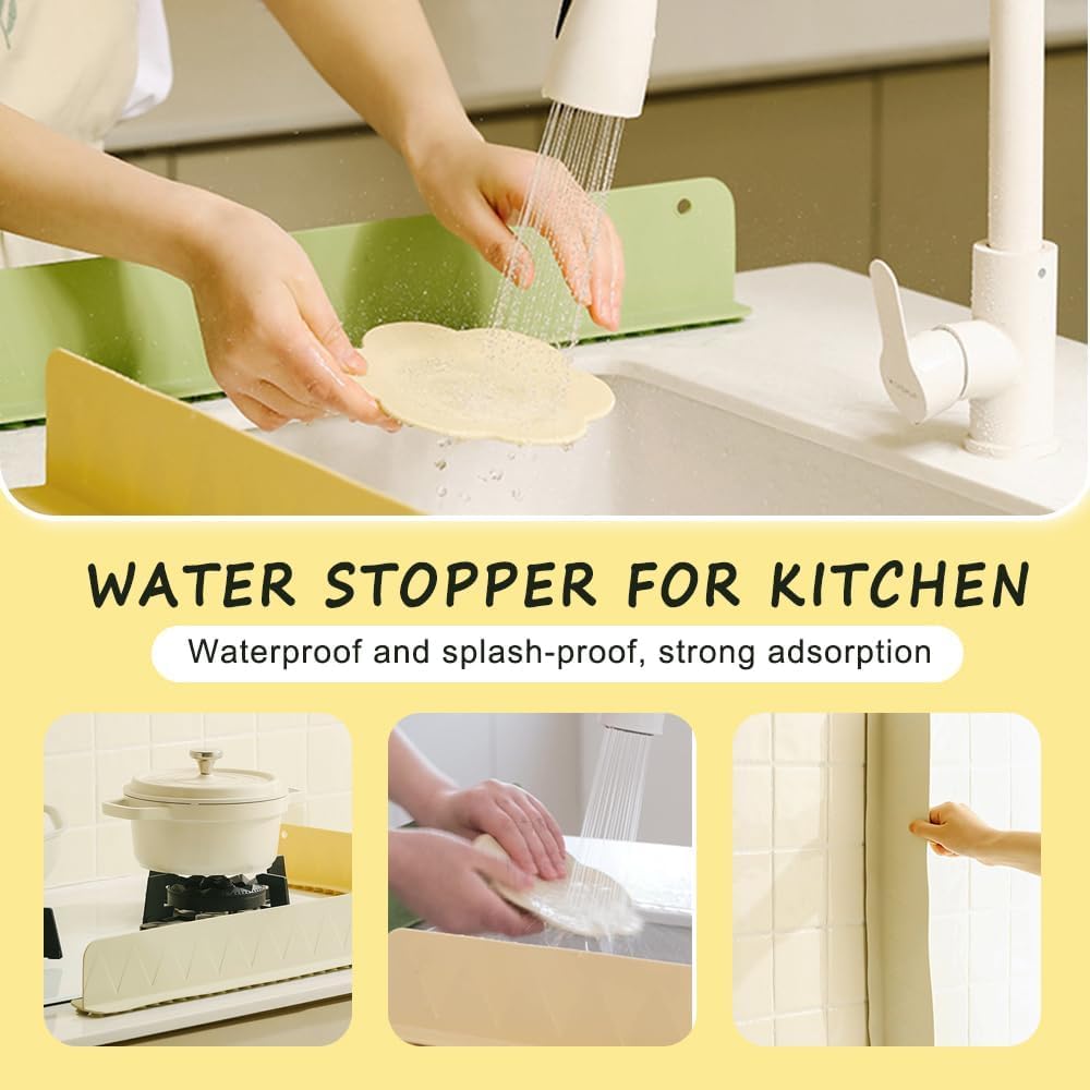 Moonval Silicone Sink Splash Guard, Waterproof Countertop Barrier for Kitchen and Bathroom