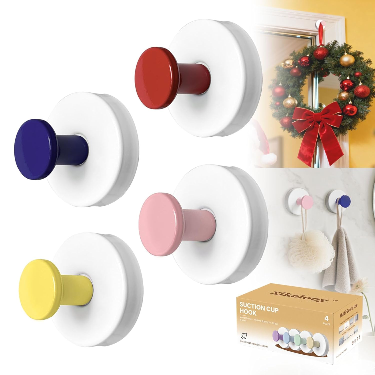 Moonval Suction Cup Wall Hooks, Reusable Waterproof Removable Hangers