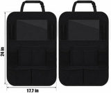 Moonval Backseat Car Organizer, 2-Pack Seat Protectors with Foldable Tray, 9 Pockets & Tablet Holder