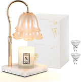 Moonval Candle Warmer Lamp, Height-Adjustable Dimmable Wax Warmer with Timer for Jar Candles, Gold
