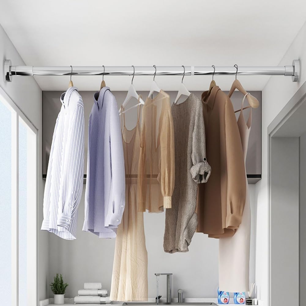 Moonval Adjustable Tension Rod, Heavy-Duty Expandable Shower Curtain & Clothes Hanging Rod