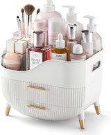 Moonval Makeup Organizer, Large Cosmetic Storage Case with Drawers & Handle for Vanity & Bathroom