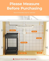 Moonval Under Sink Organizers, 3-Pack 2-Tier Sliding Storage Drawers for Kitchen & Bathroom Cabinets