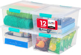 Moonval Craft Storage Bins, 6-Pack 1 Qt Clear Stackable Containers with Lids & Secure Latches