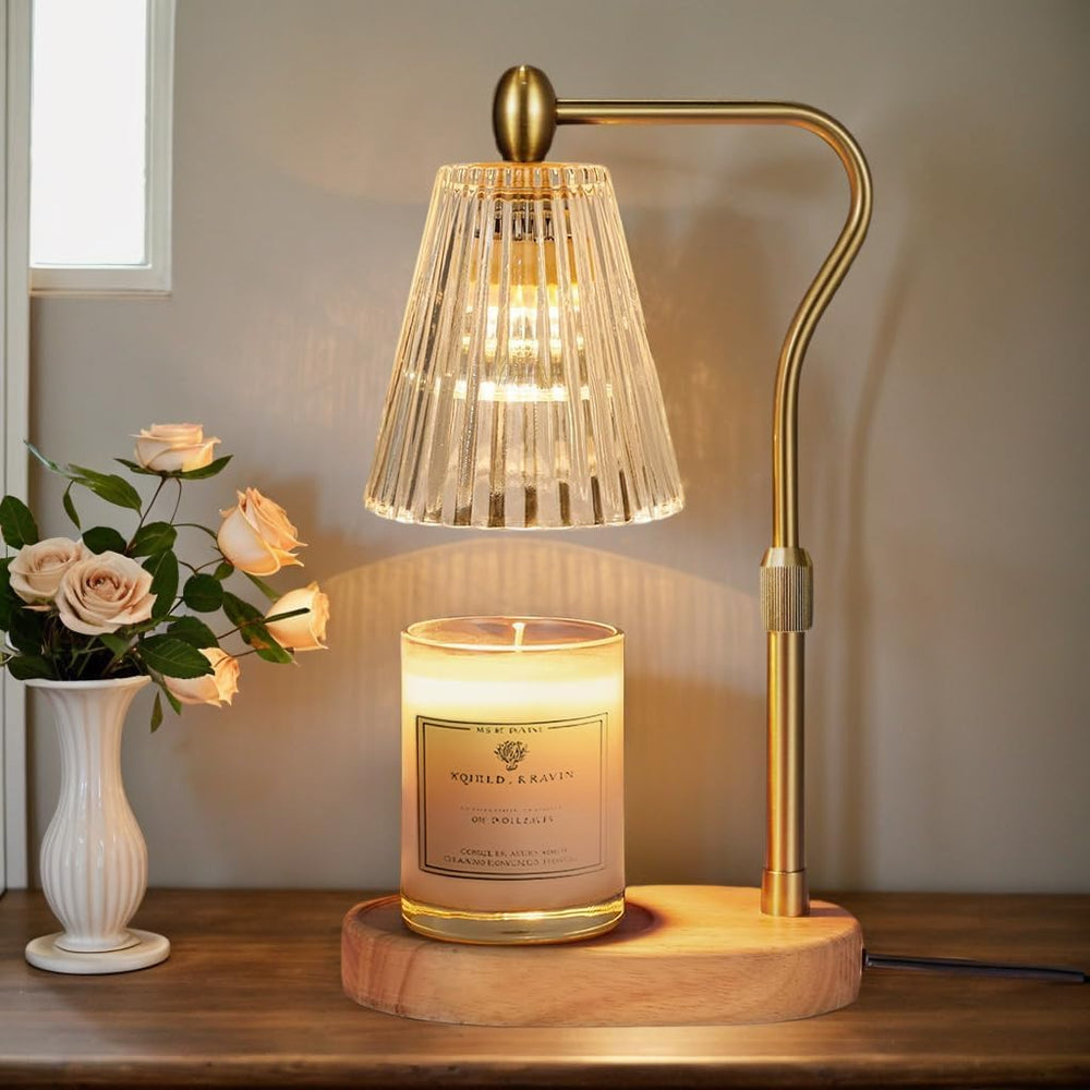 Moonval Candle Warmer Lamp, Height-Adjustable Dimmable Wax Warmer with Timer for Jar Candles