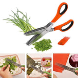 Moonval 5-Blade Stainless Steel Herb Scissors with Cleaning Comb for Fast Kitchen Prep