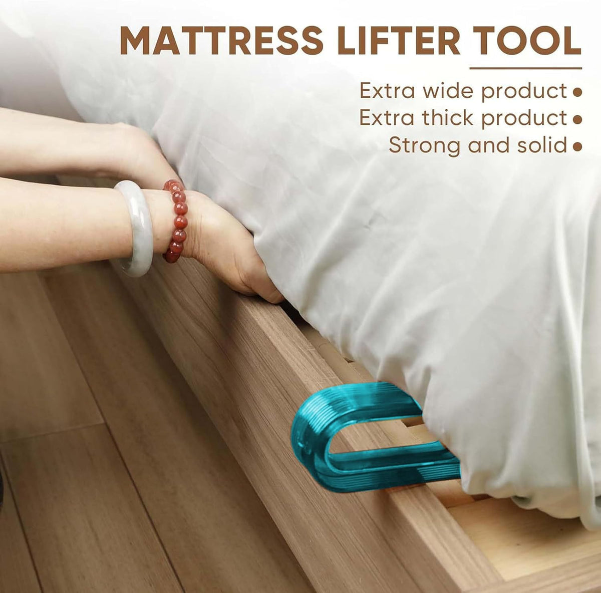 Moonval Mattress Lifter & Bedsheet Tucker Tool, Wide Comfort-Grip Handle for Bed Making