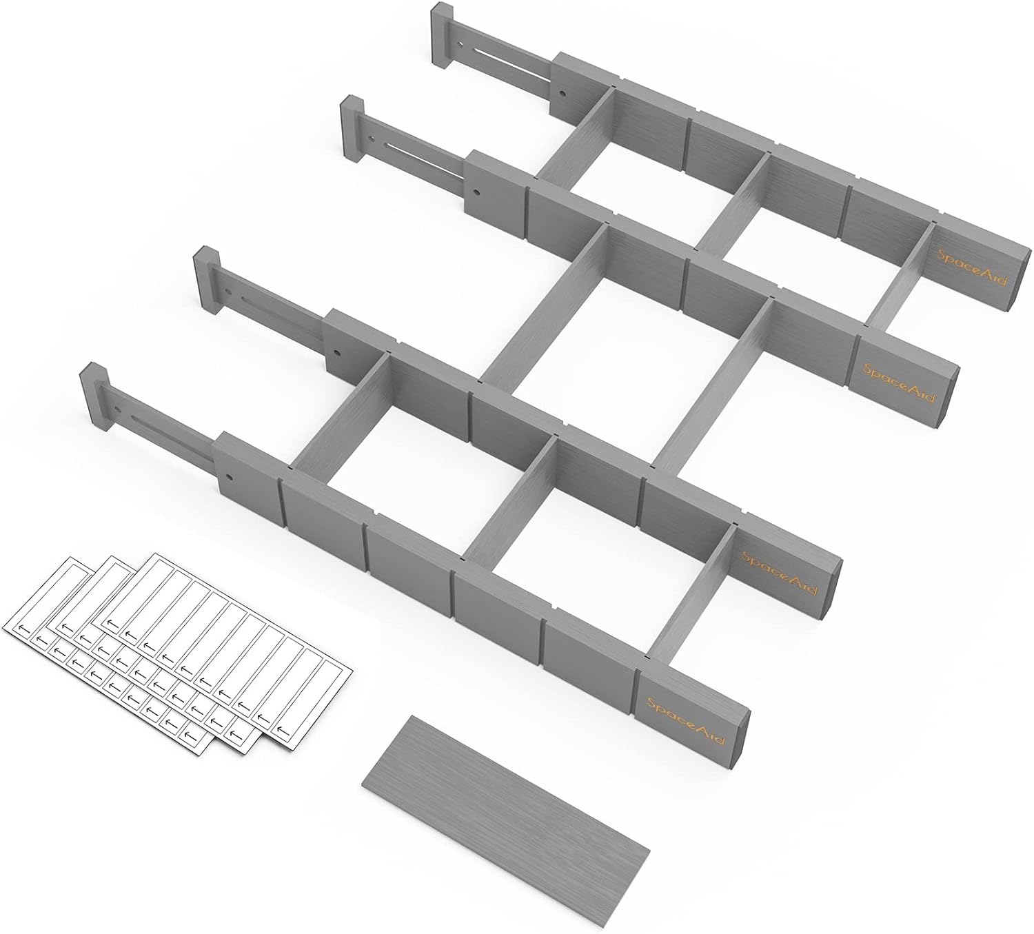 Moonval Bamboo Drawer Dividers, Adjustable Organizers with Inserts & Labels for Kitchen & Dressers