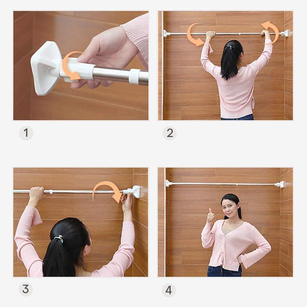 Moonval Adjustable Tension Rod, Heavy-Duty Expandable Shower Curtain & Clothes Hanging Rod