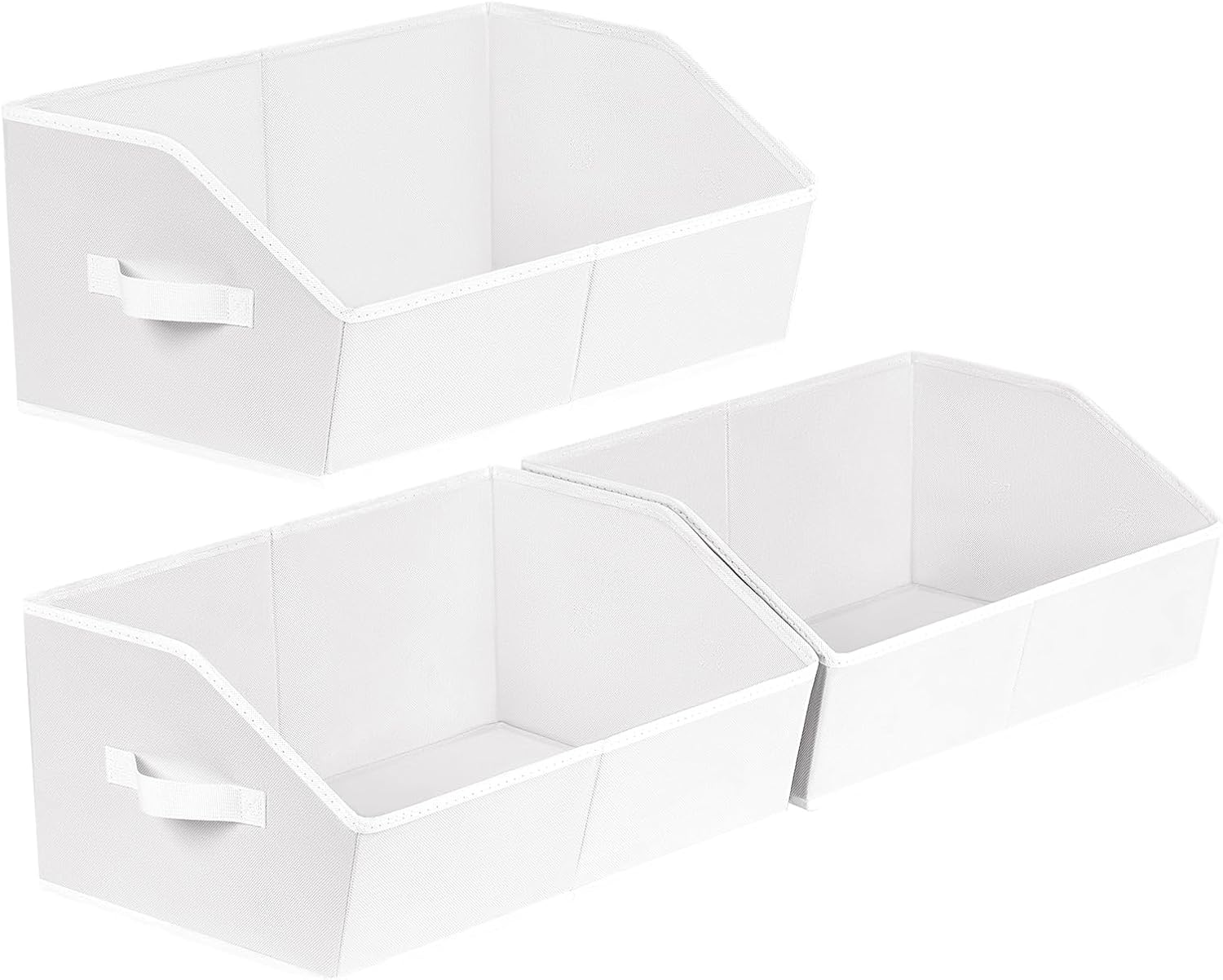 Moonval Trapezoid Closet Shelf Organizers, 3-Pack Large Fabric Storage Bins with Handles
