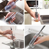 Moonval Bottle Cleaning Brush Set, Long Silicone Scrubber & 3-in-1 Lid Detail Brush