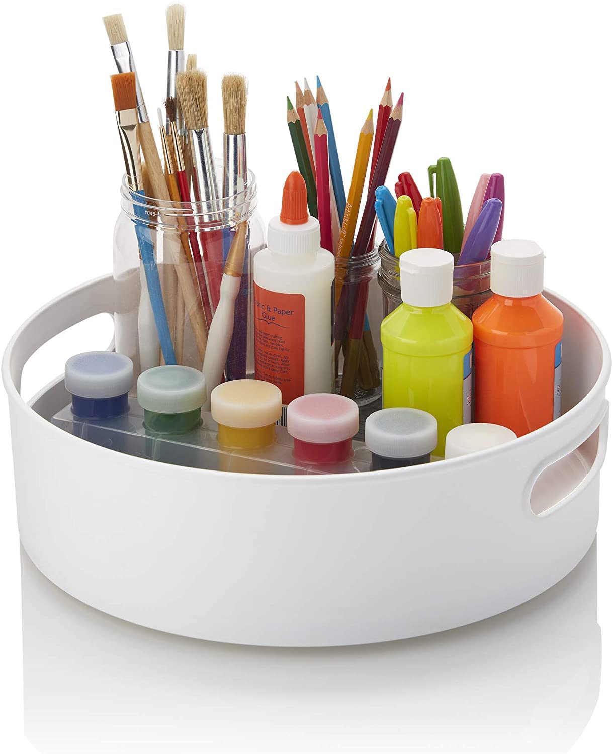 Moonval 360° Rotating Organizer Tray, Space-Saving Lazy Susan for Pantry and Fridge