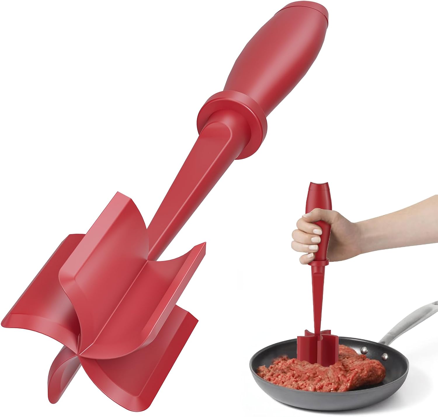 Moonval Meat Chopper, Heat-Resistant Ground Beef Masher & Hamburger Grinder for Kitchen Cooking