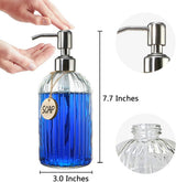 Moonval Glass Soap Dispenser, 18 oz Refillable Bottle with Rustproof Stainless Steel Pump