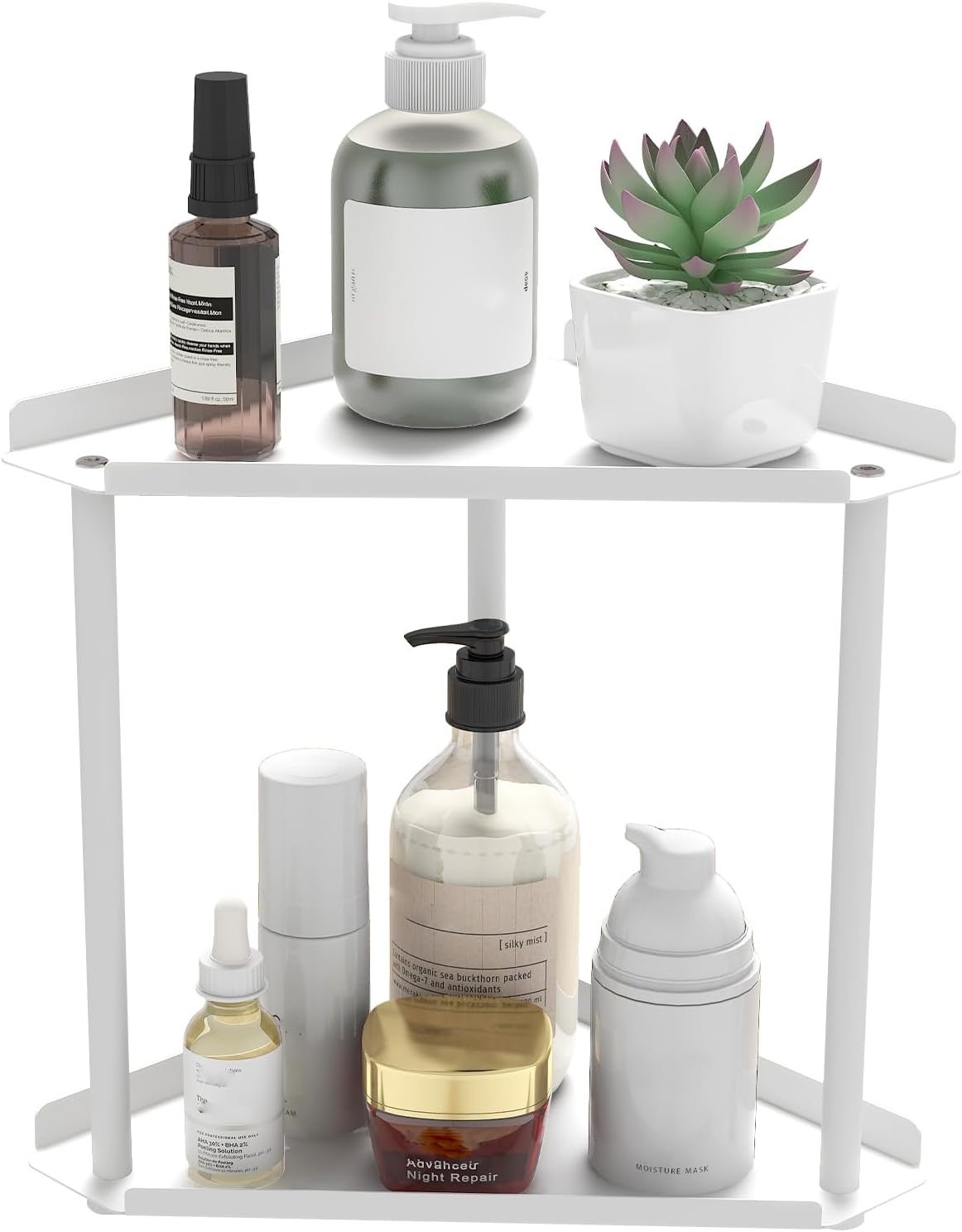 Moonval Corner Countertop Organizer, 3-Tier Vanity Shelf for Makeup, Skincare, Kitchen & Bathroom