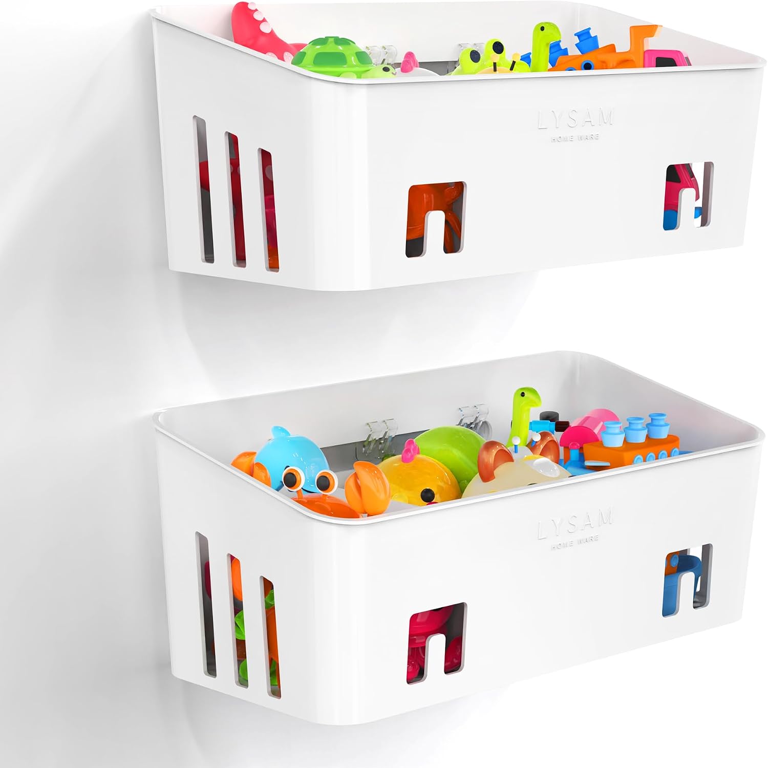 Moonval Bath Toy Organizer, Quick-Dry Mesh Storage Bins with 3 Compartments for Baby & Kids Toys