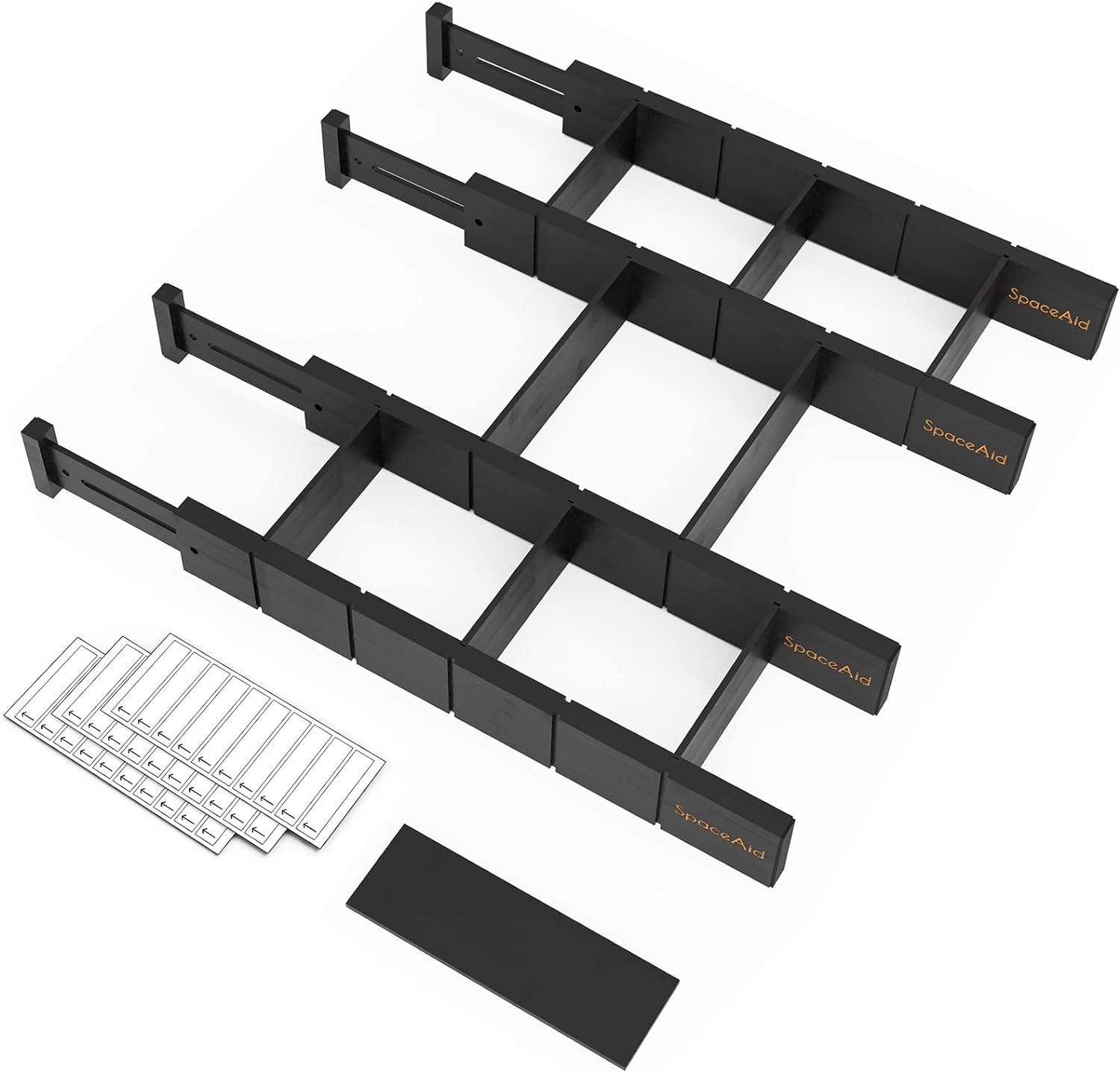 Moonval Bamboo Drawer Dividers, Adjustable Organizers with Inserts & Labels for Kitchen & Dressers