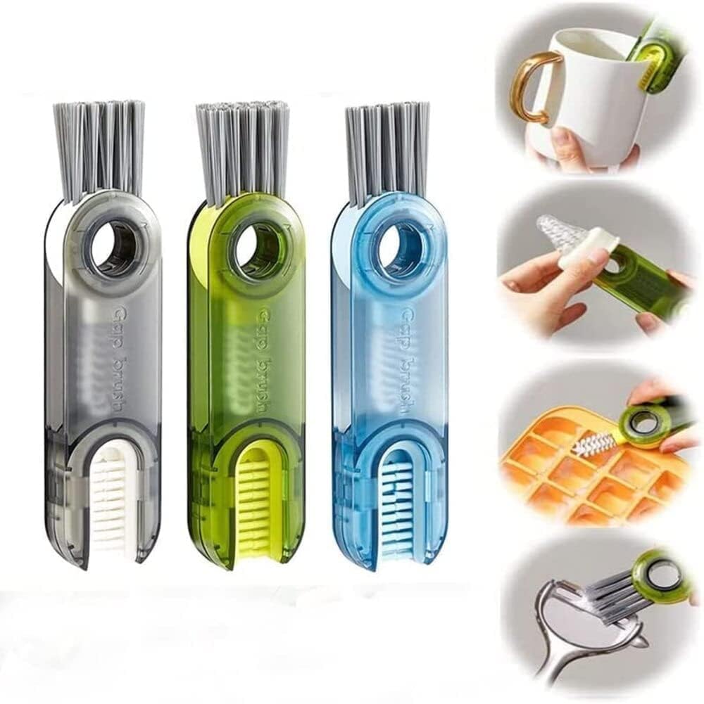 Moonval Bottle Cleaning Brush Set, Long Silicone Scrubber & 3-in-1 Lid Detail Brush