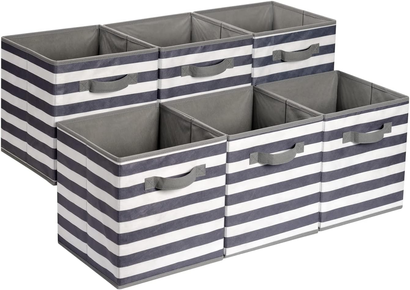 Moonval Fabric Storage Cubes, 6-Pack Collapsible Organizer Bins with Handles for Closet & Shelves