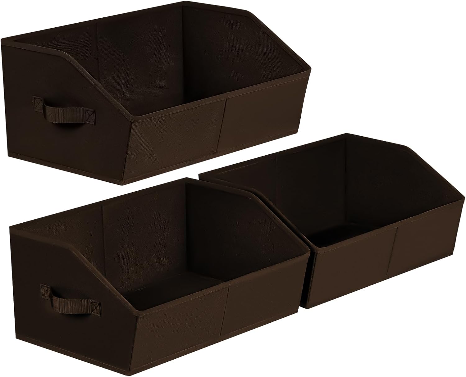 Moonval Trapezoid Closet Shelf Organizers, 3-Pack Large Fabric Storage Bins with Handles