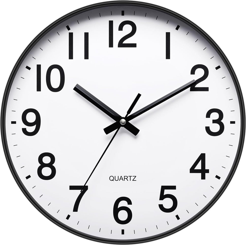 Moonval Silent Wall Clock, 12-Inch Non-Ticking Battery-Operated Clock for Home & Office Decor