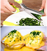 Moonval 5-Blade Stainless Steel Herb Scissors with Cleaning Comb for Fast Kitchen Prep
