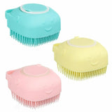 Moonval Silicone Bath Brush with Built-In Shower Gel Dispenser, Soft Scrubber, Pack of 1