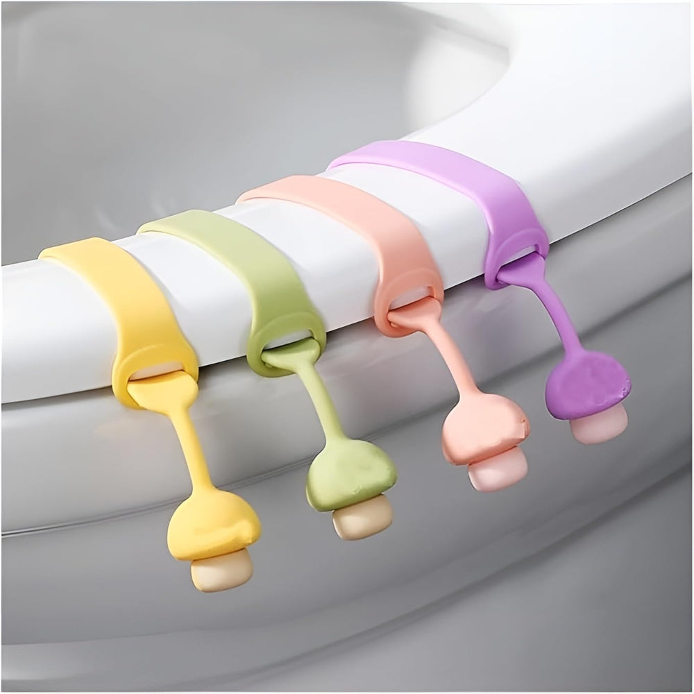 Moonval Silicone Toilet Seat Lifter Handles, Adjustable No-Adhesive Pull Tabs, Set of 4