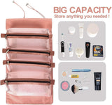 Moonval Hanging Makeup Organizer, Roll-Up Cosmetic Bag with 4 Detachable Compartments