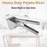 Moonval Heavy Duty Potato Ricer, Stainless Steel 22oz Masher Press with Silicone Handles