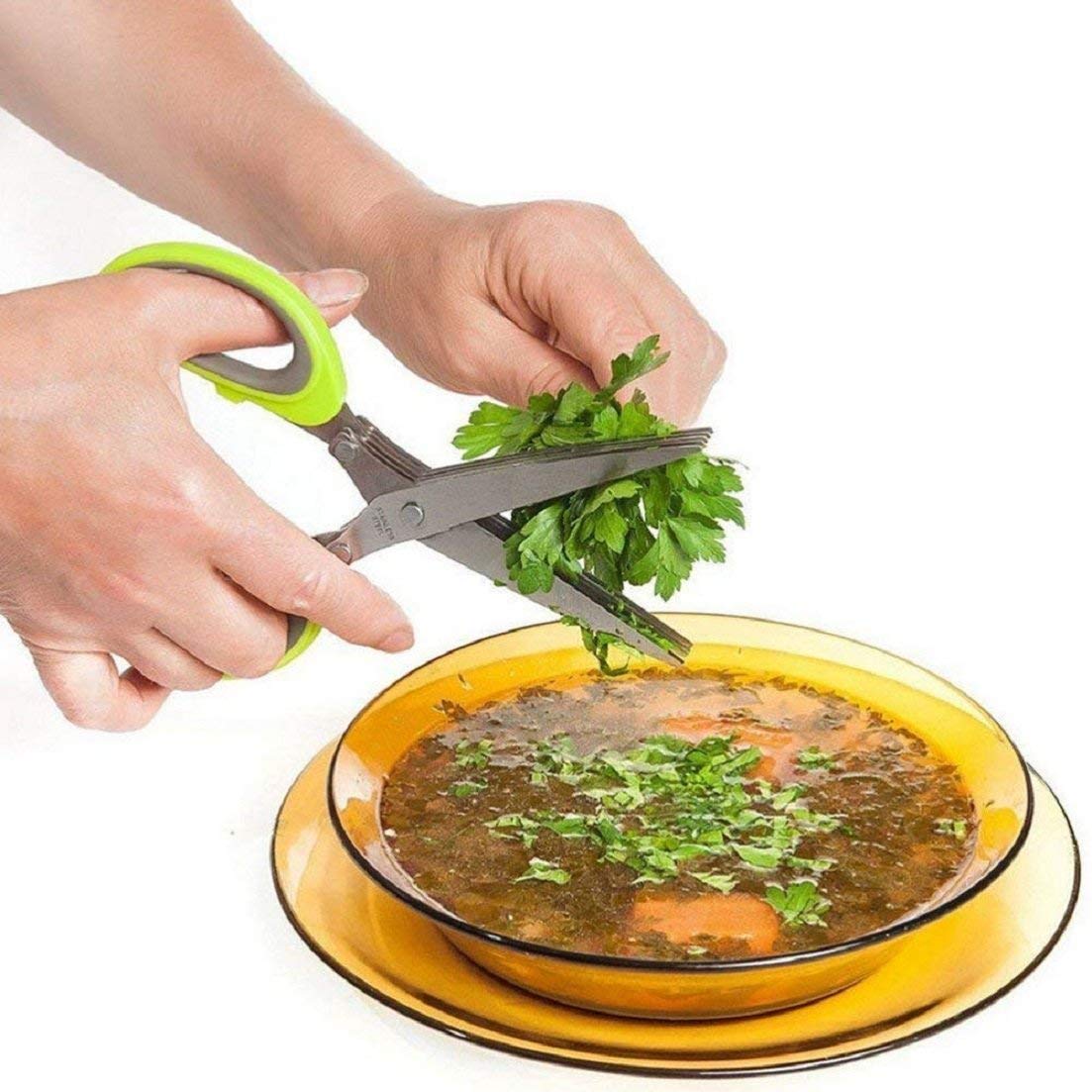 Moonval 5-Blade Stainless Steel Herb Scissors with Cleaning Comb for Fast Kitchen Prep