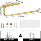 Moonval Paper Towel Holder, Under Cabinet Aluminum Kitchen Roll Holder with Self-Adhesive or Drill Mount, Gold