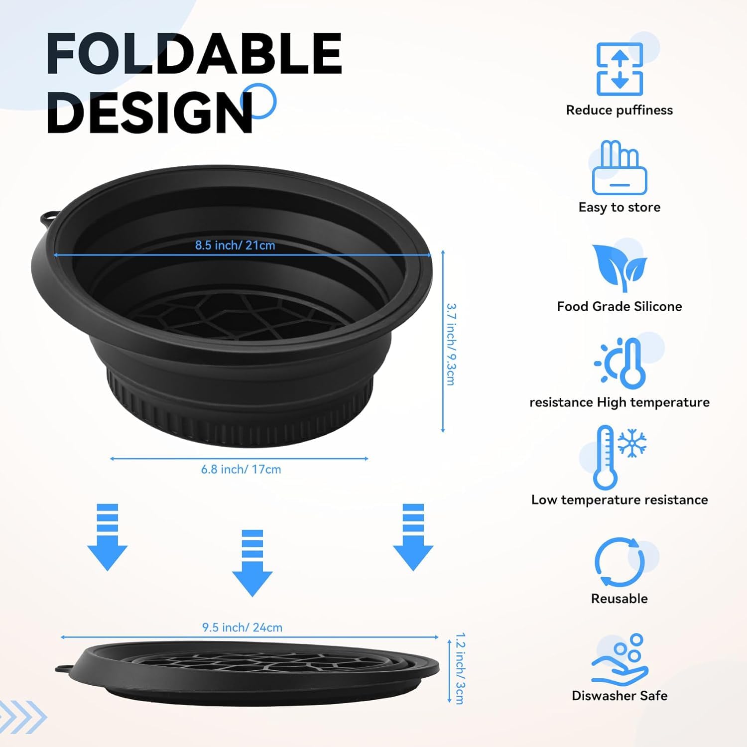 Moonval Collapsible Silicone Facial Ice Bath Bowl, Portable Face Cooling Basin