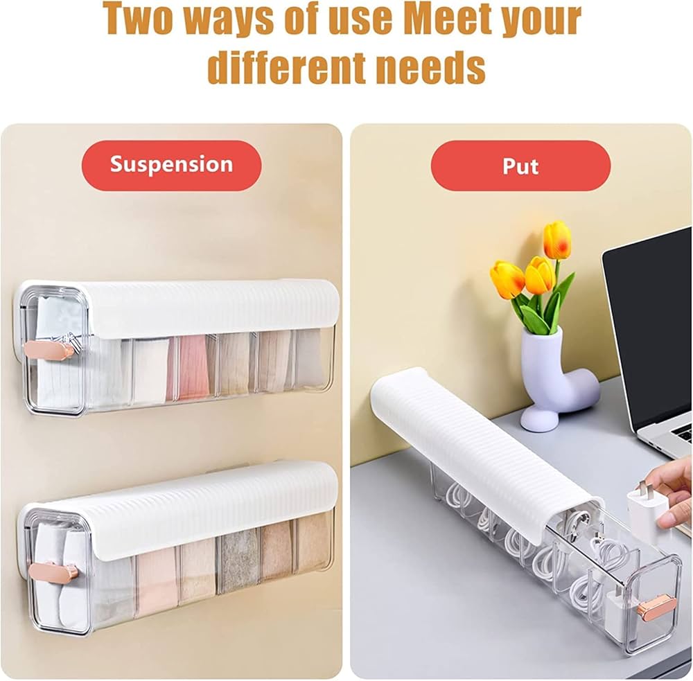 Moonval Wall Storage Drawer, Self-Adhesive Organizer for Socks, Underwear and Accessories