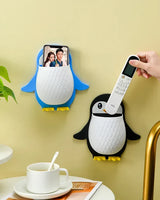 Moonval Penguin Wall Organizer, Adhesive Storage Rack for Remotes, Brushes & Toiletries