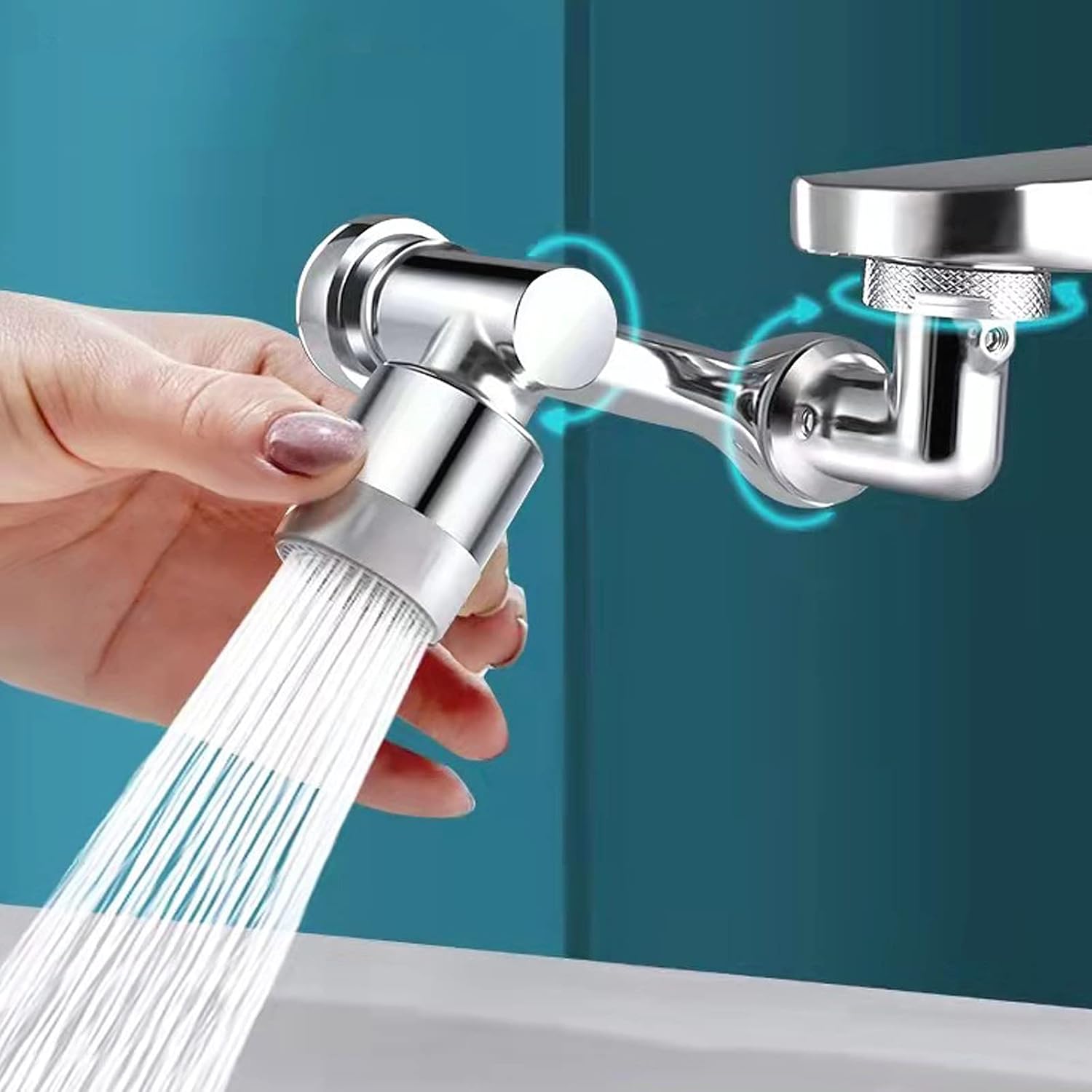 Moonval 1080° Rotating Faucet Extender, 3-Joint Swivel Tap Attachment with Dual Spray Modes