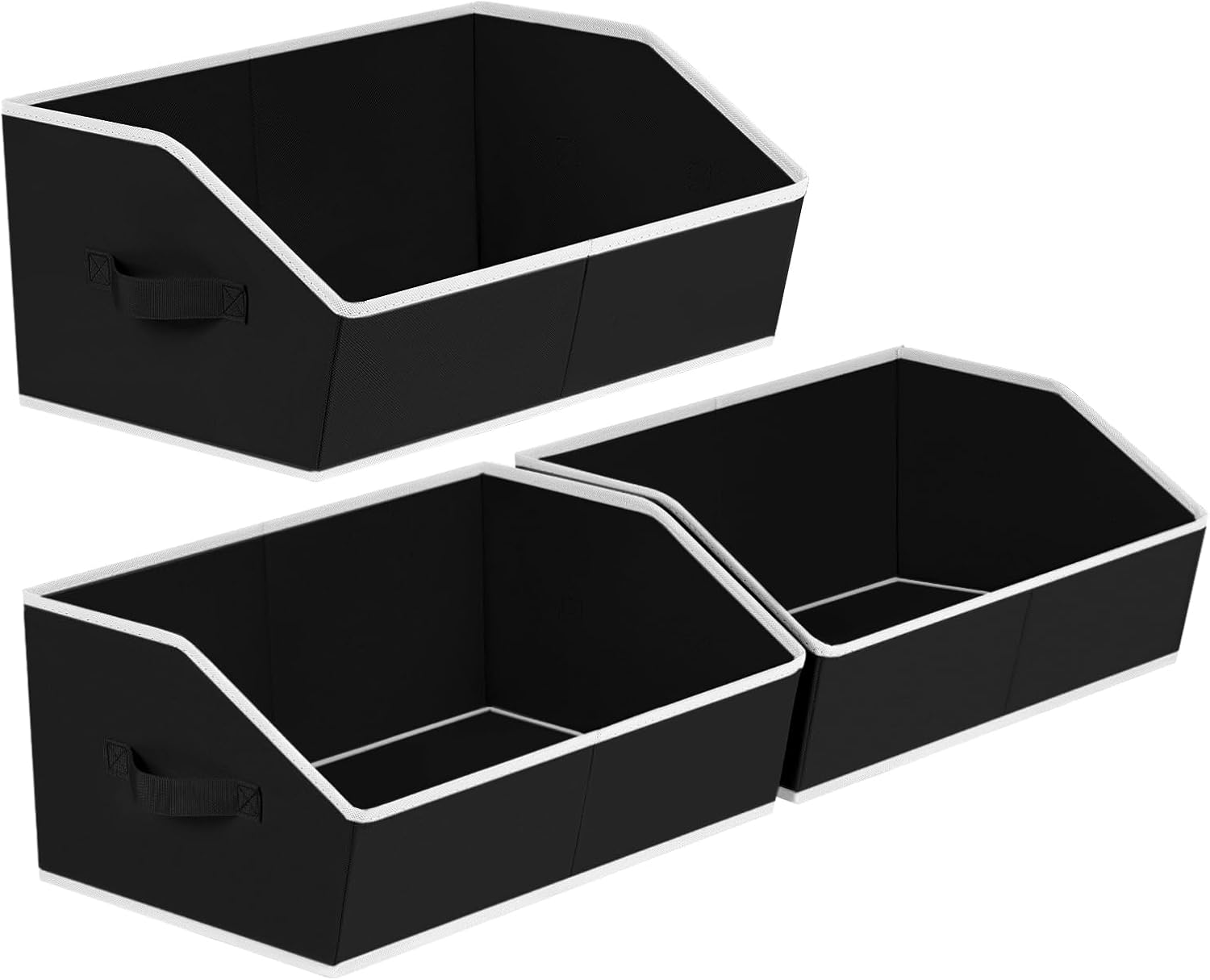 Moonval Trapezoid Closet Shelf Organizers, 3-Pack Large Fabric Storage Bins with Handles