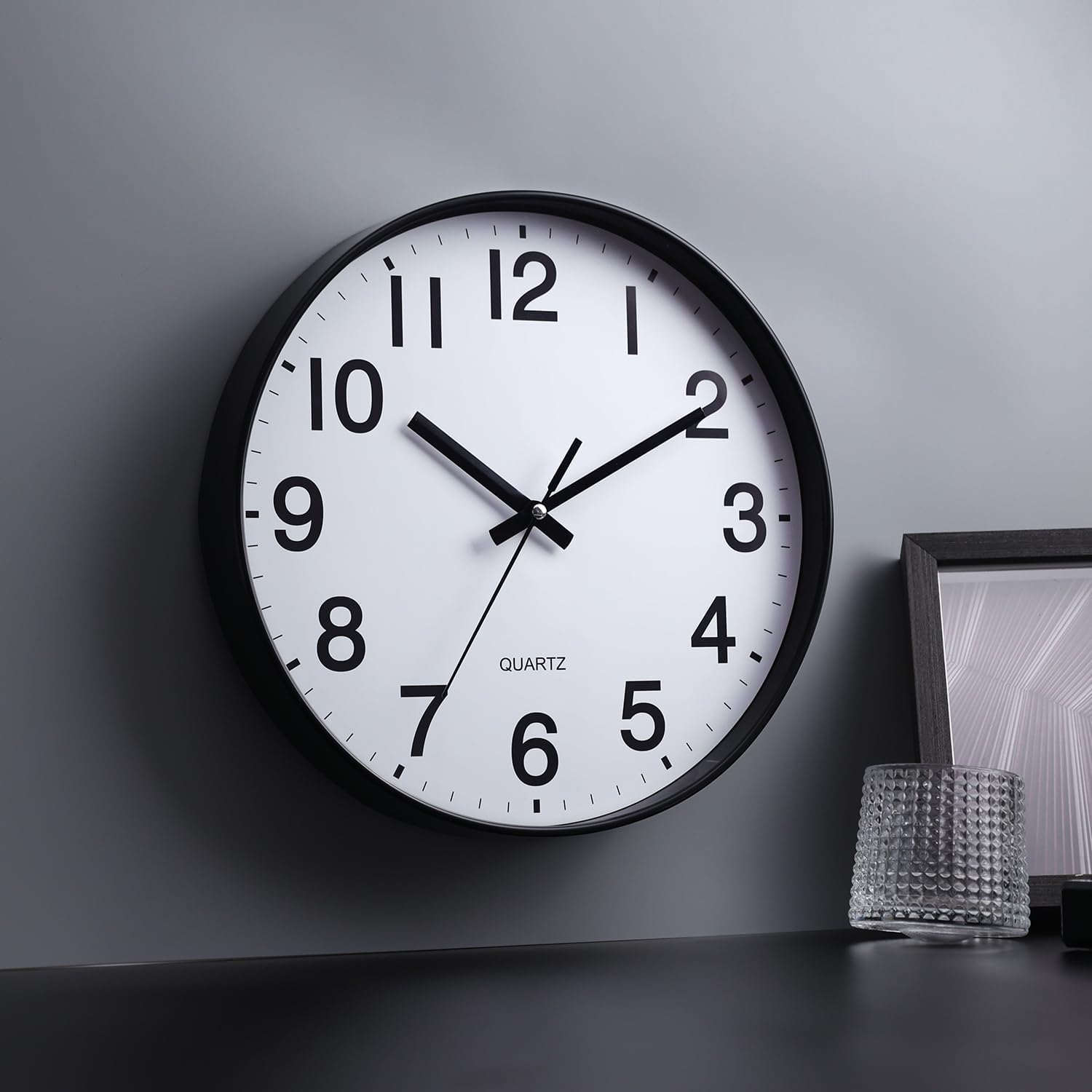 Moonval Silent Wall Clock, 12-Inch Non-Ticking Battery-Operated Clock for Home & Office Decor