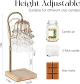 Moonval Candle Warmer Lamp, Height-Adjustable Dimmable Wax Warmer with Timer for Jar Candles, Gold