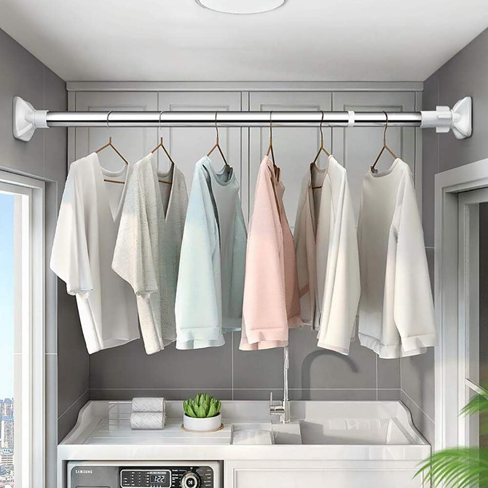 Moonval Adjustable Tension Rod, Heavy-Duty Expandable Shower Curtain & Clothes Hanging Rod