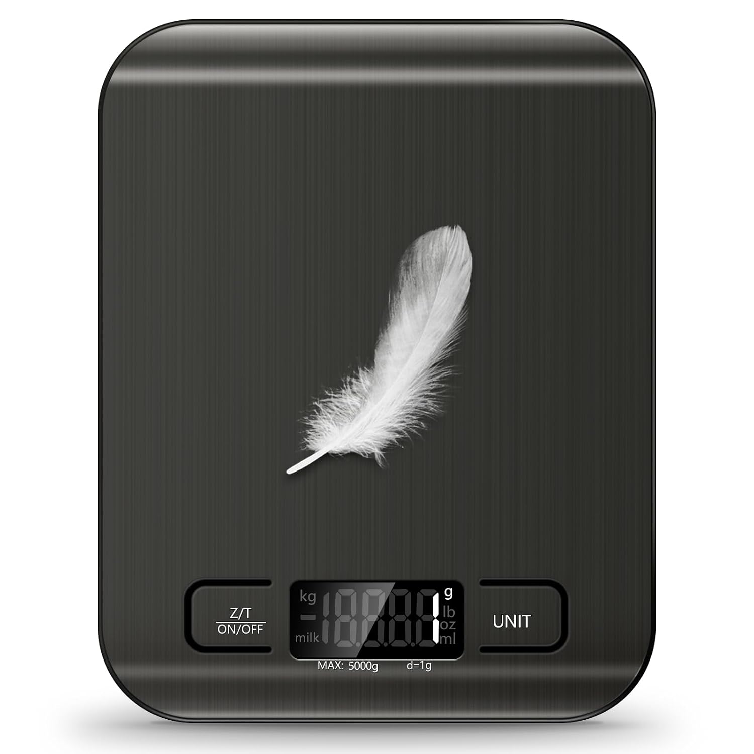 Moonval Digital Kitchen Food Scale, Stainless Steel 11 lb Scale with LCD Display, Tare Function & 6 Units